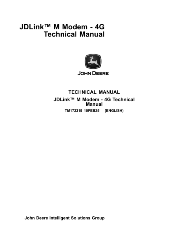 John Deere JDLink M Modem - 4G Technical Repair Manual (TM172319)