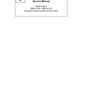Liebherr D924 A7-00, D924 A7-05 Diesel Engine Service Repair Manual (SN 2019010001 and after)