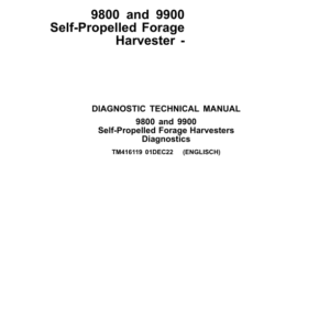 John Deere 9700, 9800, 9900 Self-Propelled Forage Harvesters Service Repair Manual