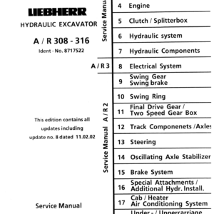 Liebherr A308 Hydraulic Excavator Operators Service Repair Manual