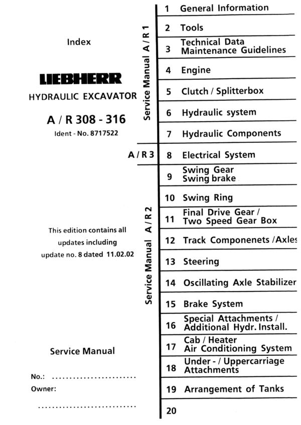 Liebherr A316 Hydraulic Excavator Service Repair Manual