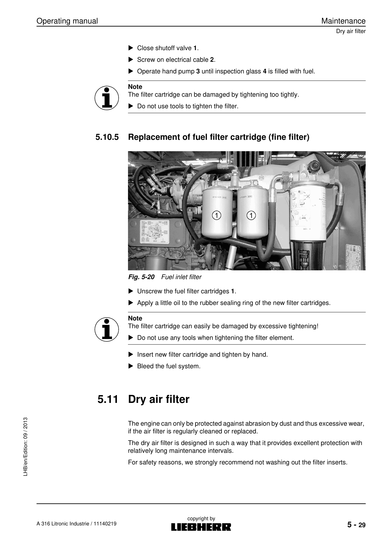 Liebherr A316 Litronic Excavator Operators Service Repair Manual