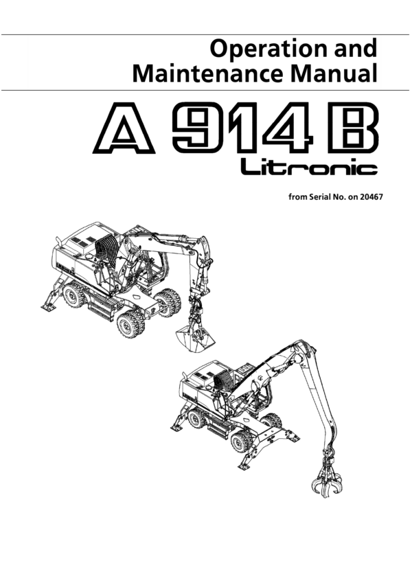 Liebherr A914 B Litronic Excavator Operators Service Repair Manual