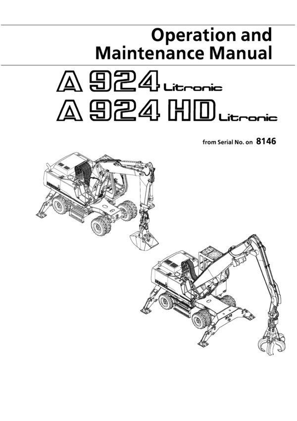 Liebherr A924, A924 HD Litronic Excavator Operators Service Repair Manual