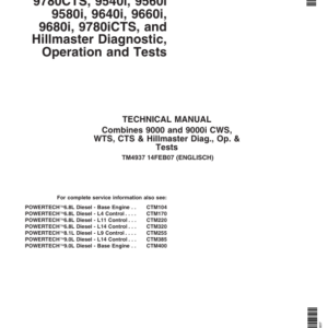 John Deere 9540i CTS, 9560i CTS, 9580i CTS, 9640i CTS, 9660i CTS, 9680i CTS, 9780i CTS Combines Repair Manual - Image 2