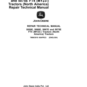 John Deere 5050E, 5060E, 5067E, 5075E FT4 (MY23-) Tractors (North America) Repair Technical Manual