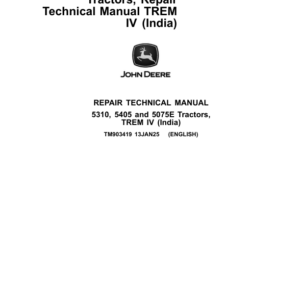 John Deere 5310, 5405, 5075E (TREM IV) Tractors Repair Technical Manual (India - Built from 2021) - Image 2