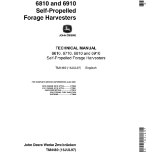 John Deere 6610, 6710, 6810, 6910 Harvesters Repair Technical Manual (TM4489)