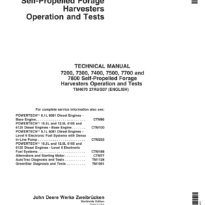 John Deere 7200, 7300, 7400, 7500, 7700, 7800 Harvester Repair Technical Manual (TM4670 & TM4668) - Image 2