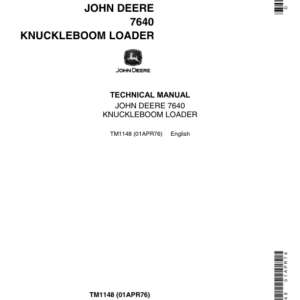 John Deere 7640 Knuckleboom Loader Repair Technical Manual (TM1148) - Image 1