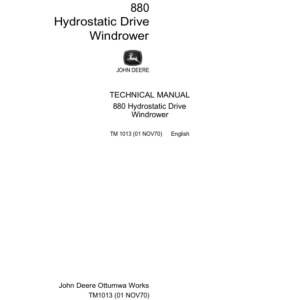 John Deere 880 Hydrostatic Drive Windrower Repair Technical Manual (TM1013) - Image 1
