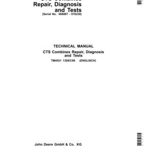 John Deere CTS Combines Repair Technical Manual (TM4521)