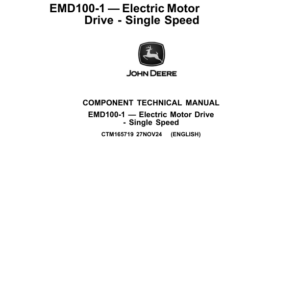 John Deere EMD100-1 Electric Motor Drive Single Speed Component Technical Manual (CTM165719) - Image 1