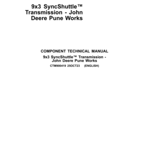 John Deere 9x3 SyncShuttle Transmission - Drive Train Component Technical Manual (CTM900419) - Image 1