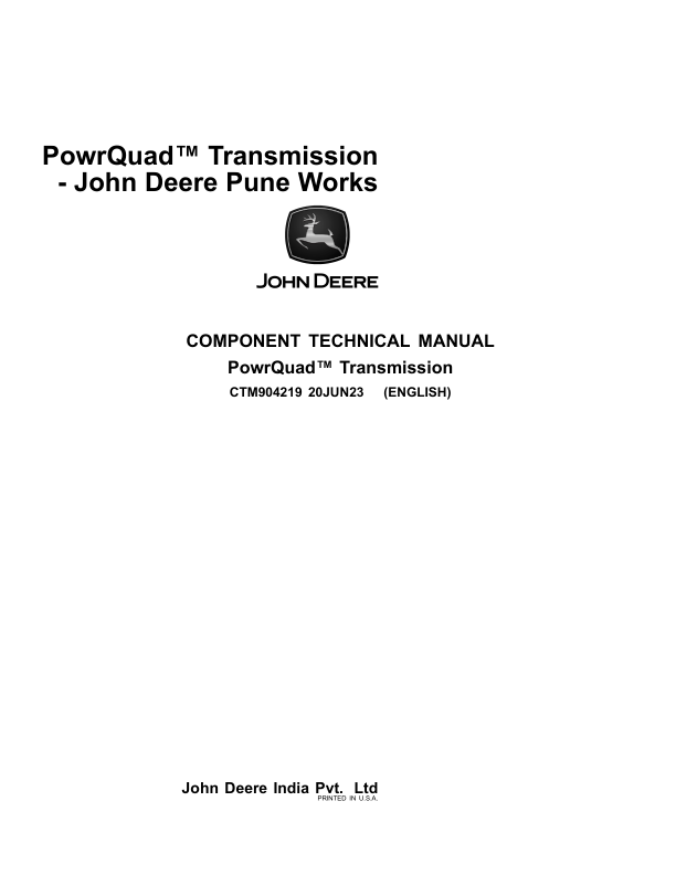 John Deere PowrQuadTM & Powr8TM Transmission Component Technical Manual (CTM904219)