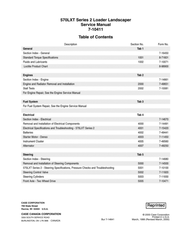 Case 570LXT Series 2 Loader Landscaper Service Repair Manual