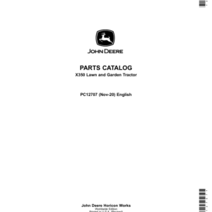 John Deere X350 Riding Lawn Tractor Parts Catalog Manual (PC12707)
