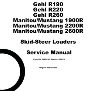 Mustang Manitou 1900R, 2200R, 2600R Skid Steer Loader Service Repair Manual