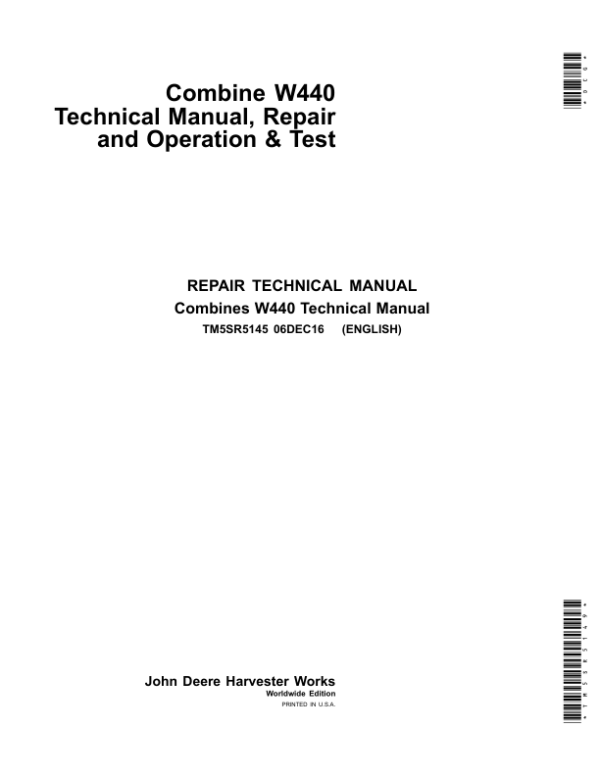 John Deere W440 Combines Service Repair Manual