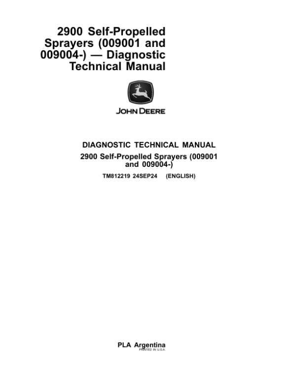 John Deere 2900 Self-Propelled Sprayer Service Repair Manual