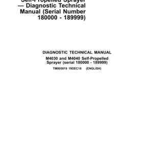 John Deere M4030, M4040 Self-Propelled Sprayer Service Repair Manual
