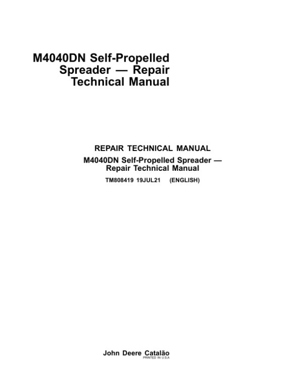 John Deere M4040DN Self-Propelled Sprayer Service Repair Manual