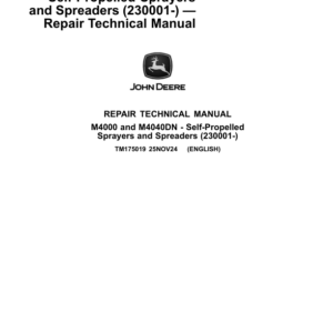 John Deere M4025 Self-Propelled Sprayer Service Repair Manual