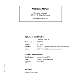 Liebherr E934C Hydraulic Excavator Operators Service Repair Manual - Image 2