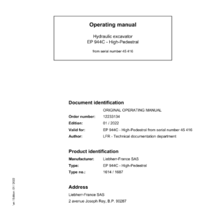 Liebherr E944C Hydraulic Excavator Operators Service Repair Manual - Image 2