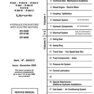 Liebherr ER954 B Hydraulic Excavators Operators Service Repair Manual - Image 1