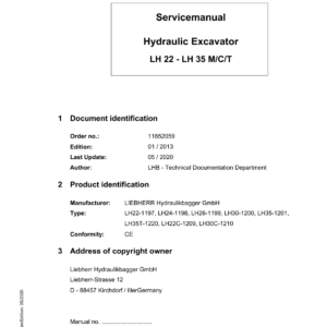 Liebherr LH35 M Hydraulic Excavator Operators Service Repair Manual - Image 3