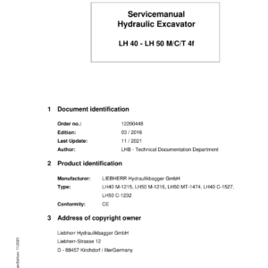 Liebherr LH50 MT (Timber) Hydraulic Excavator Operators Service Repair Manual - Image 3