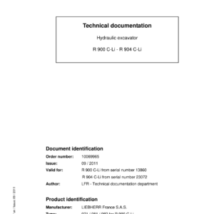 Liebherr R900 C Litronic Hydraulic Excavator Operators Service Repair Manual - Image 1