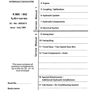 Liebherr R902 Litronic Hydraulic Excavator Operators Service Repair Manual - Image 1