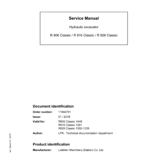 Liebherr R916 Classic Hydraulic Excavator Operators Service Repair Manual - Image 1