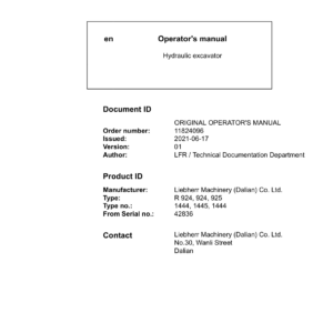 Liebherr R924 Hydraulic Excavator Operators Service Repair Manual - Image 2