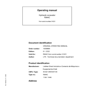 Liebherr R944 C Hydraulic Excavator Operators Service Repair Manual - Image 2