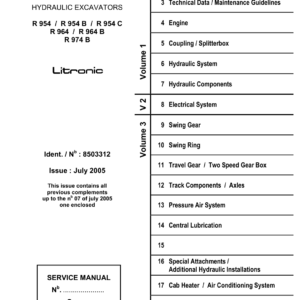 Liebherr R974 B, R974 B HD Litronic Hydraulic Excavator Operators Service Repair Manual - Image 1