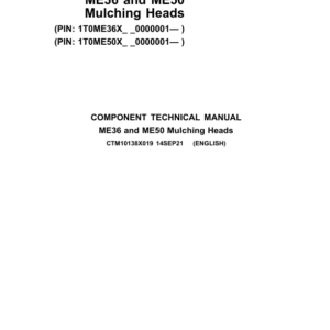 John Deere ME36, ME50 Muching Heads Component Technical Manual (CTM10138X019) - Image 1