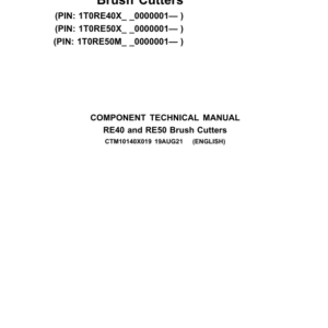 John Deere RE40, RE50 Brush Cutters Component Technical Manual (CTM10140X019) - Image 1