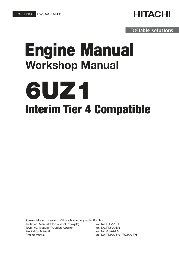 Hitachi Isuzu 6UZ1 Engine Technical Repair Manual (ETJAA, EWJAA) Hitachi Isuzu 6UZ1 Engine Technical Repair Manual (ETJAA, EWJAA)