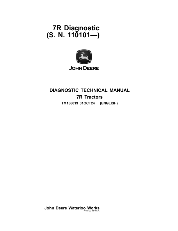 John Deere 7R 210, 7R 230, 7R 250, 7R 270, 7R 290, 7R 310, 7R 330, 7R 350 Tractors Repair Manual
