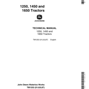John Deere 1205, 1450, 1650 Tractors Technical Repair Manual (TM1253)
