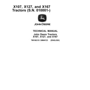 John Deere X107, X127, X167 Tractors Service Repair Manual (TM166319) - Image 1