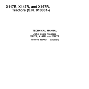 John Deere X117R, X147R, X167R Tractors Service Repair Manual (TM166419) - Image 1