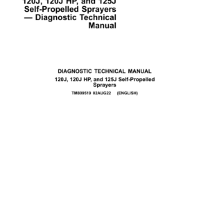 John Deere 120J, 120J HP, 125J Self-Propelled Sprayers Service Repair Manual (TM809519)