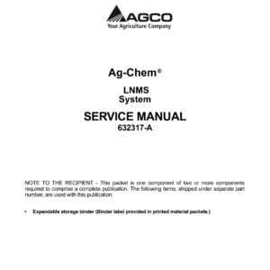 Ag-Chem TG3244, 9205 LNMS System Service Repair Manual - Image 1