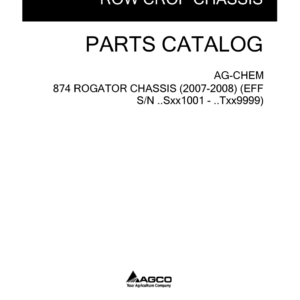Ag-Chem 874 RoGator Chassis Parts Catalog Manual