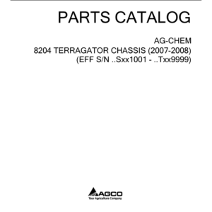 Ag-Chem 8204 TerraGator Chassis Parts Catalog Manual - Image 1