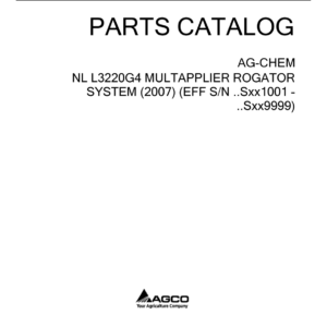 New Leader L3220G4 Multapplier RoGator System Parts Catalog Manual